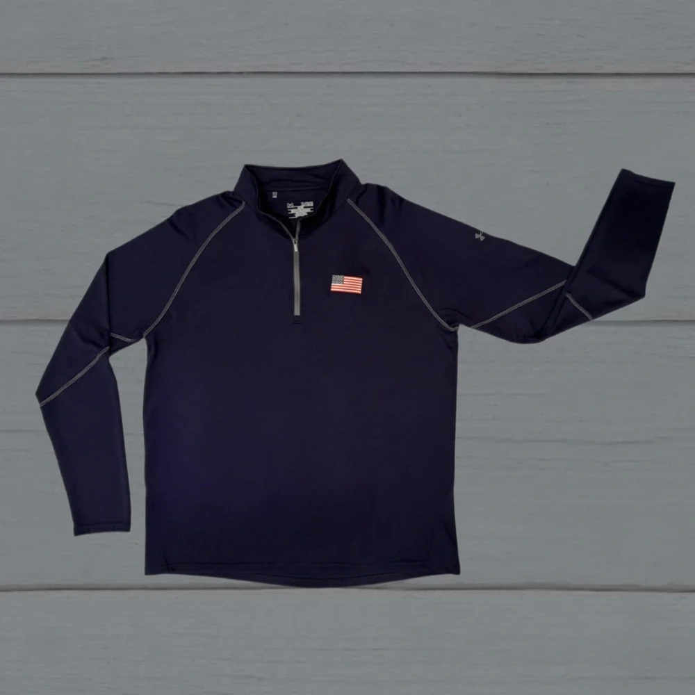 Under Armour XL USA Flag 1/4 Zip Pullover | Loose Fit | Blue Performance Top